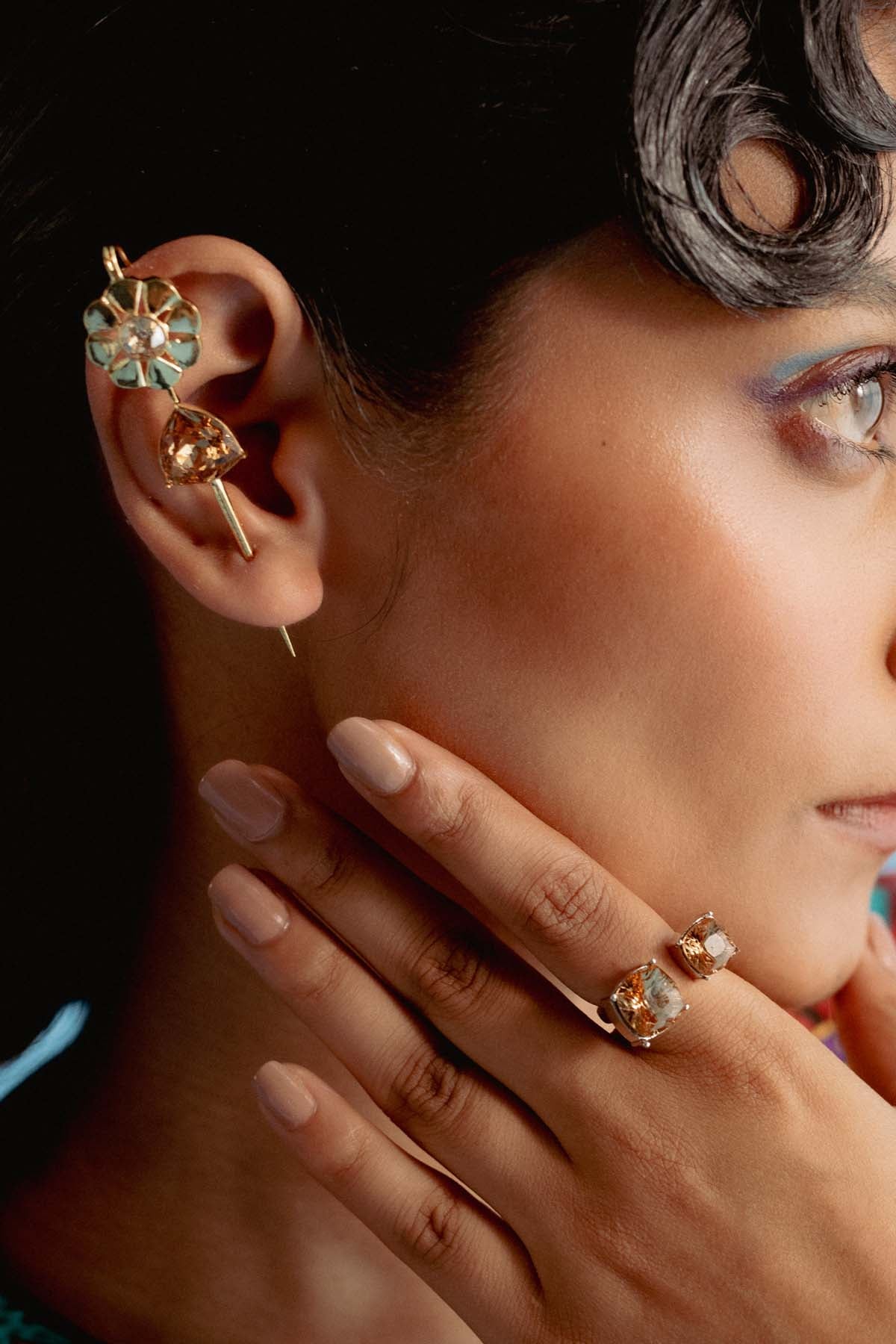 Buy Smoky Topaz Floral Earrings For Women Online at ScrollnShops